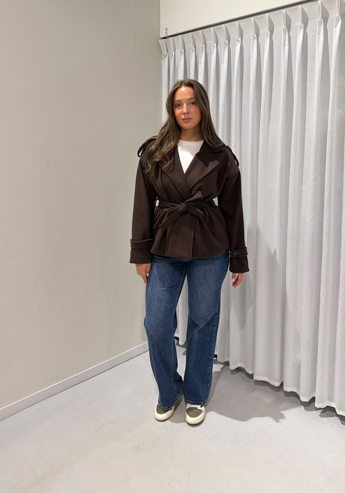 Sage belted jacket brown