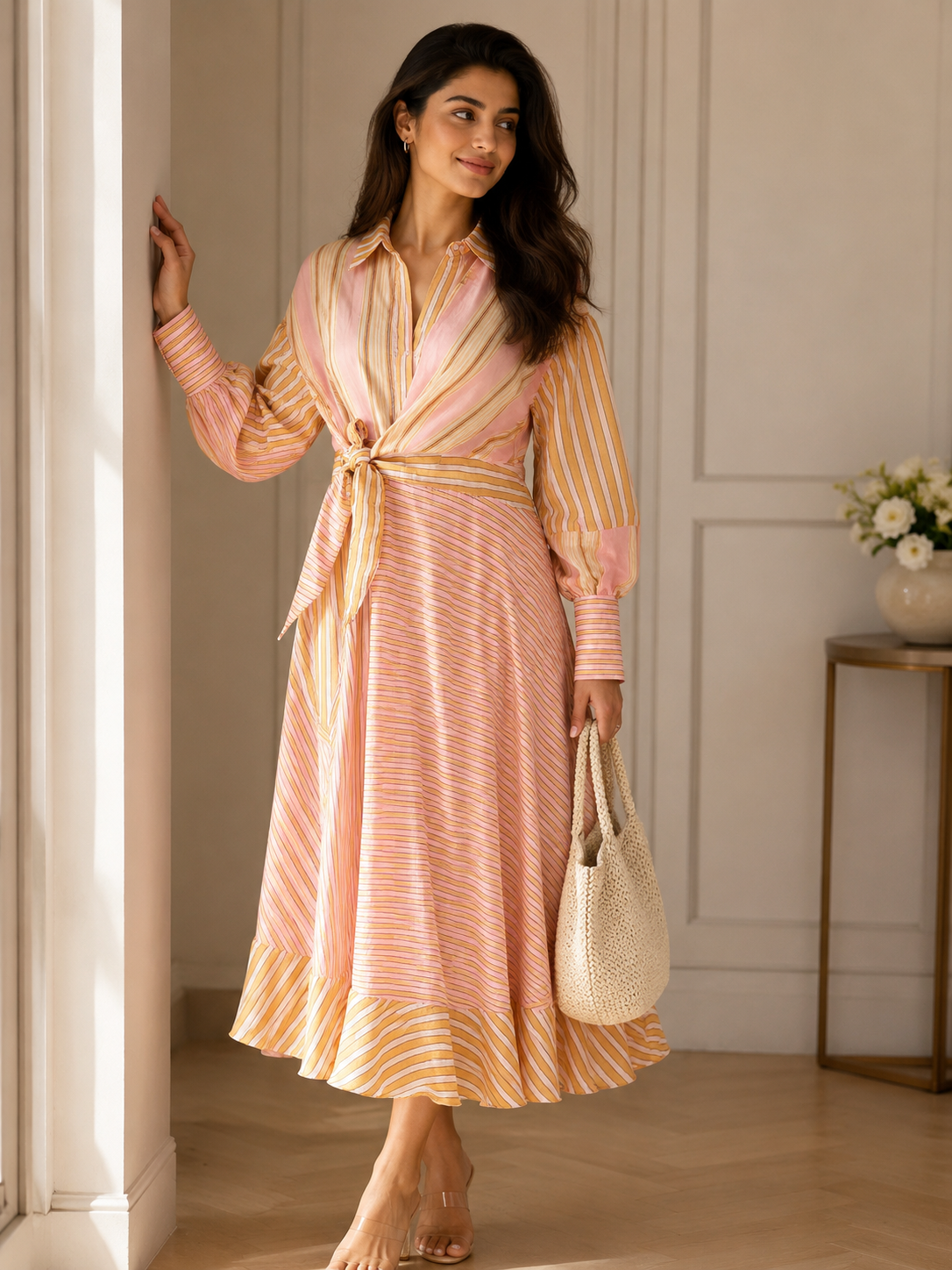 Sunset stripe dress pink