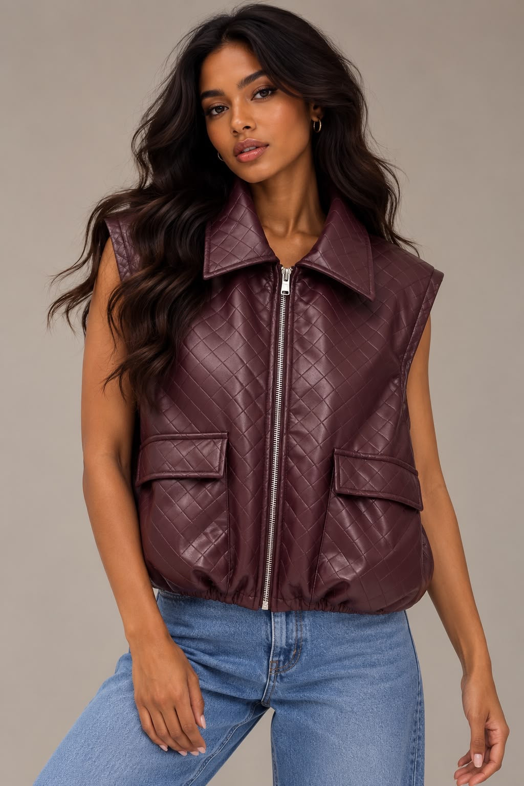 Sienna quilted vest burgundy