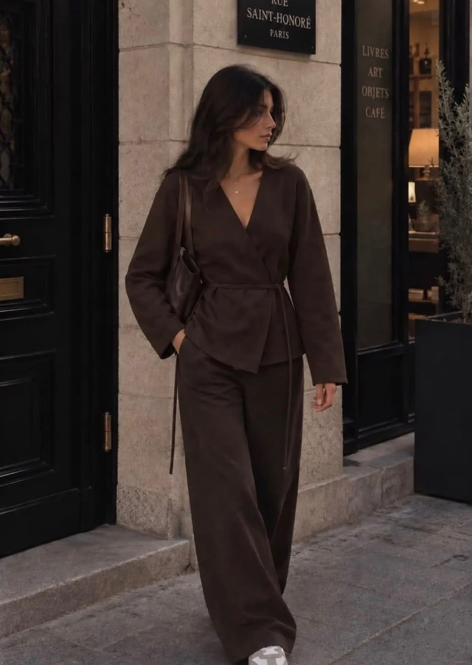 Elara wrap top brown