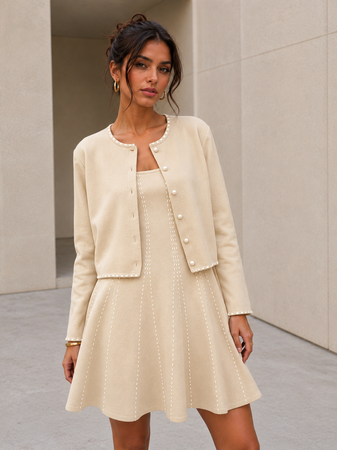 Malika 2-piece set beige