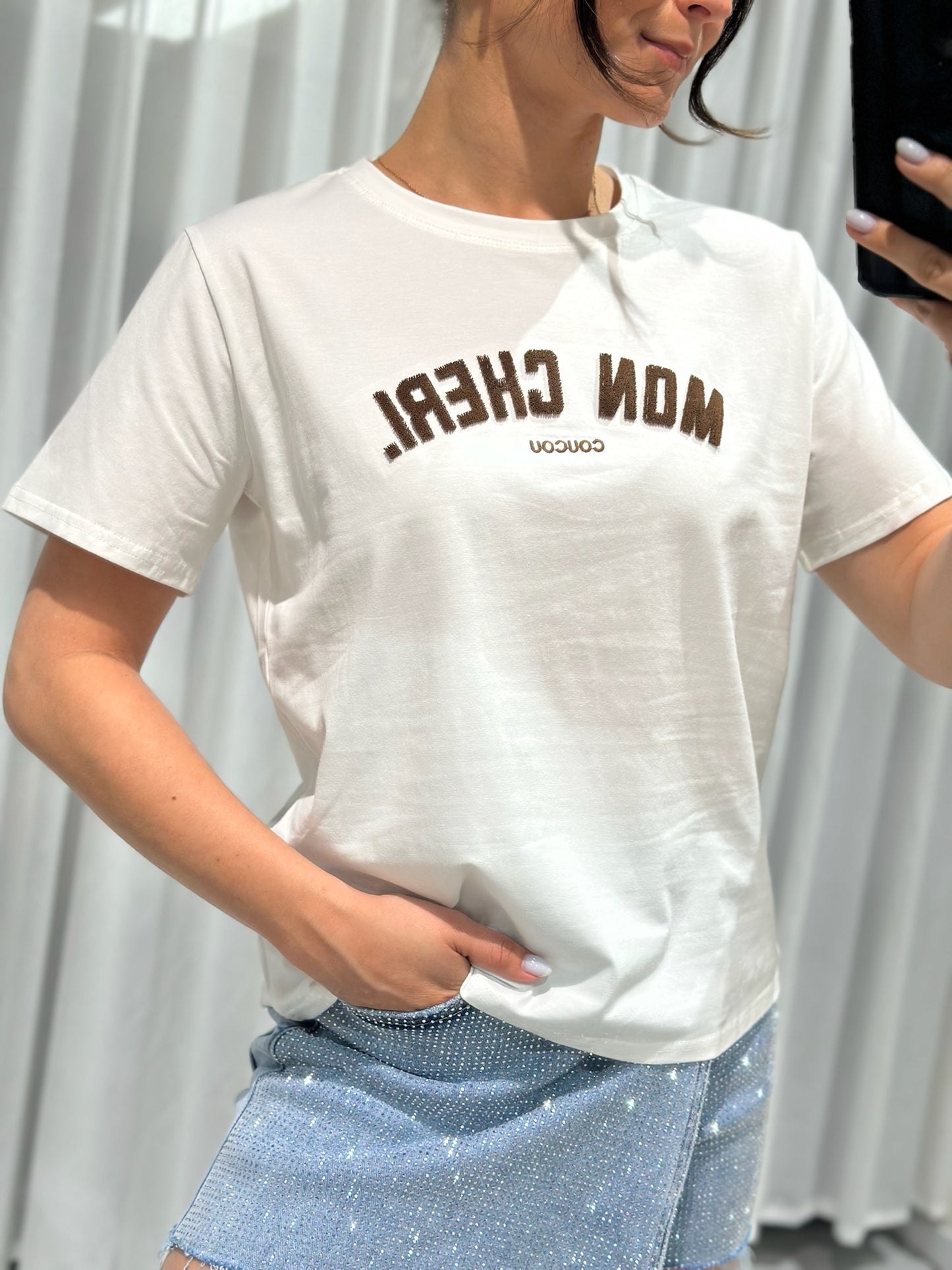 Mon cheri tee white/brown