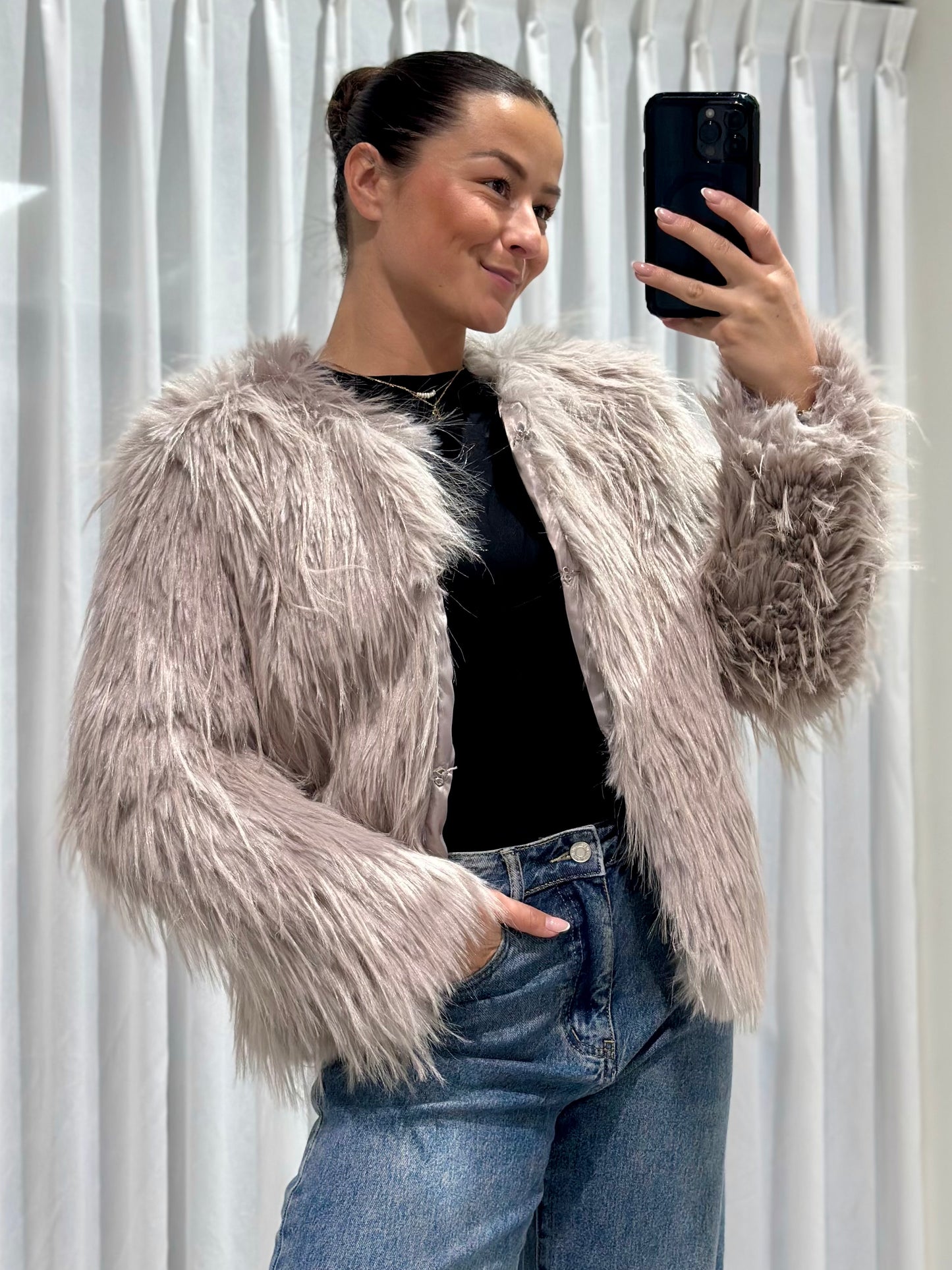 Faye fur coat beige