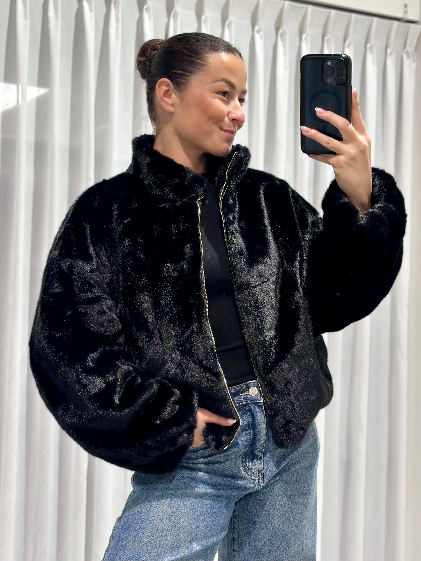 Bella double-face jacket black