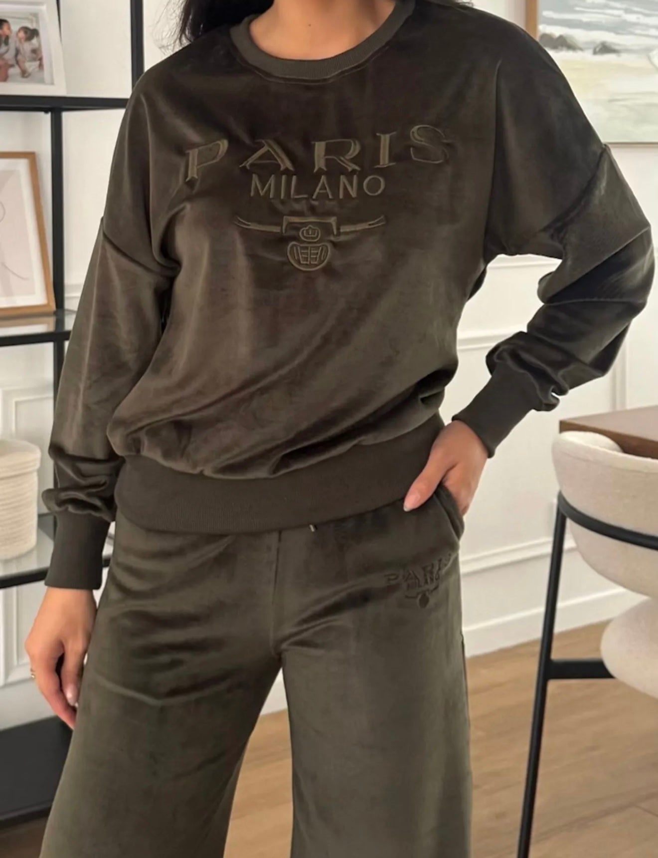 Velvet joggingset khaki