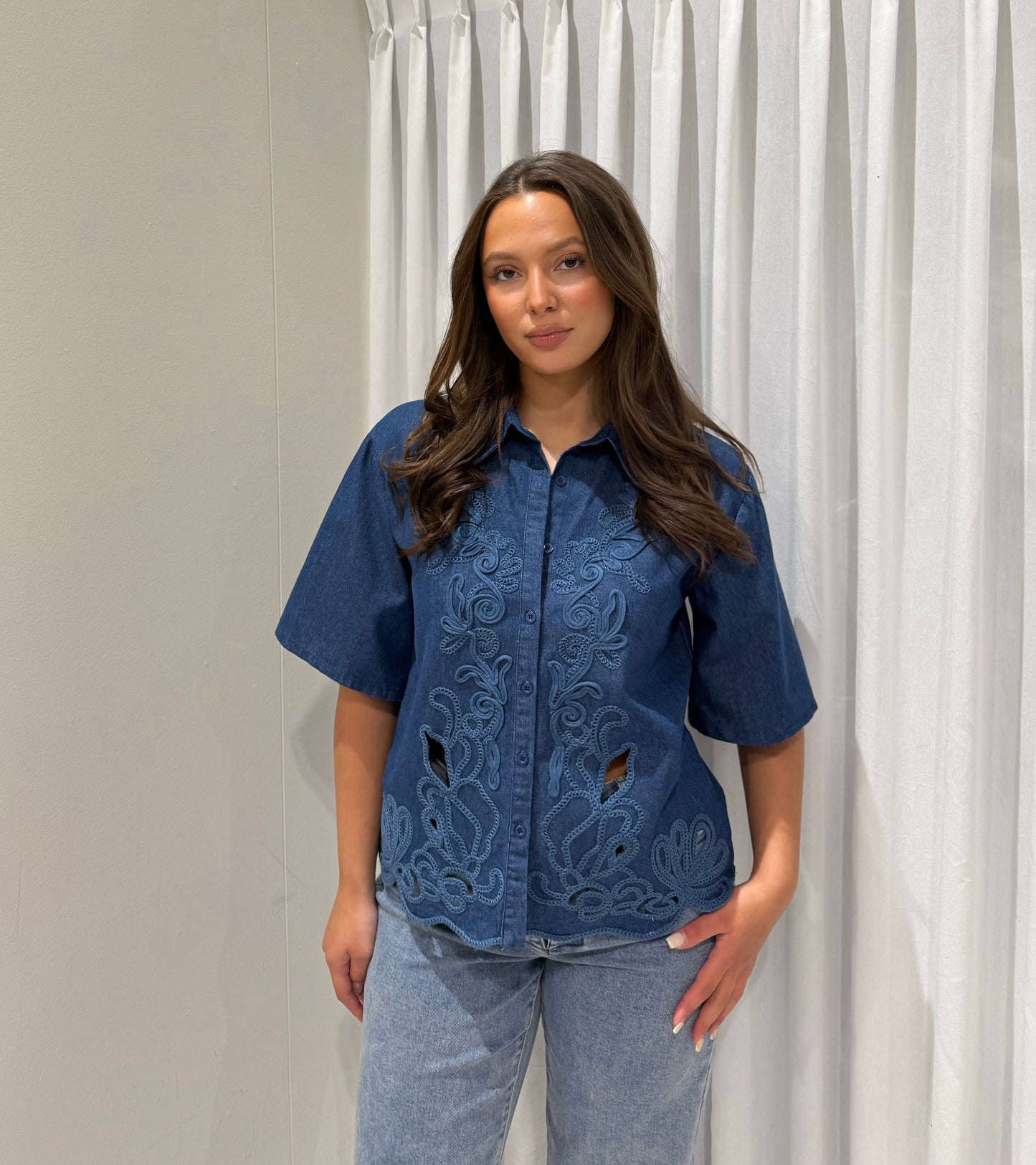 Cilla denim blouse dark