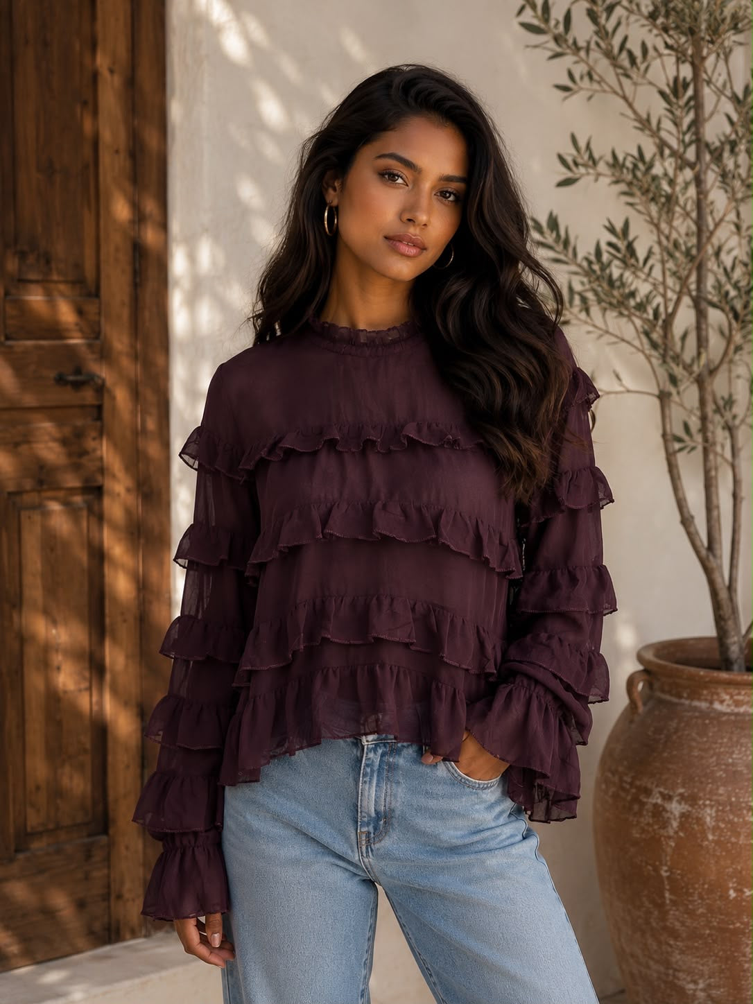 Nienke top burgundy