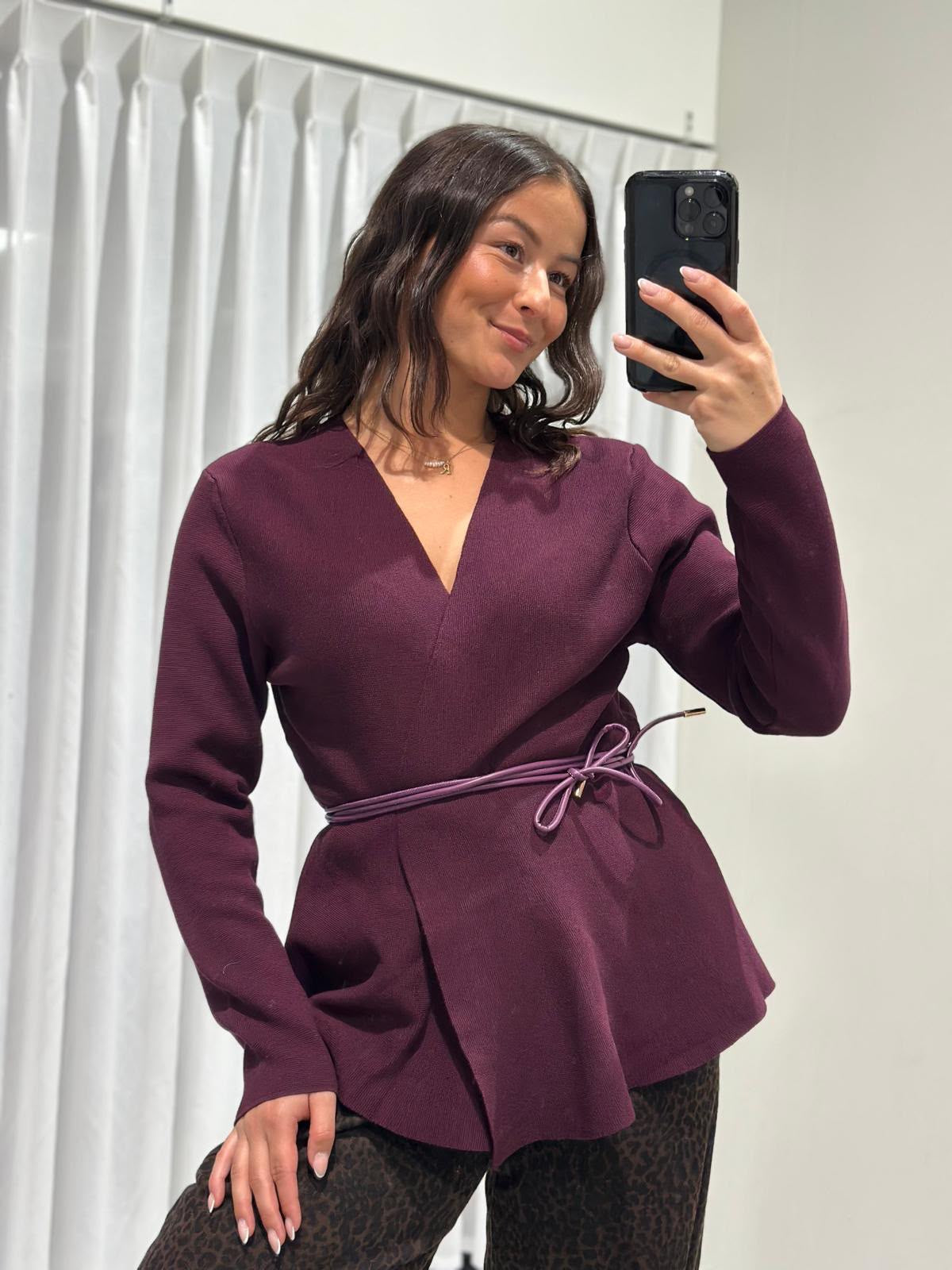 Elara wrap top burgundy