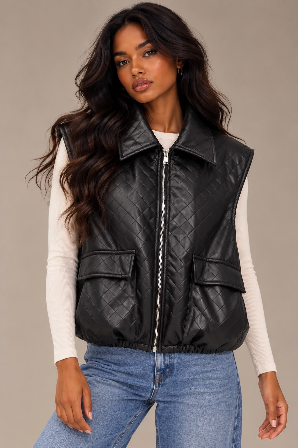 Sienna quilted vest black