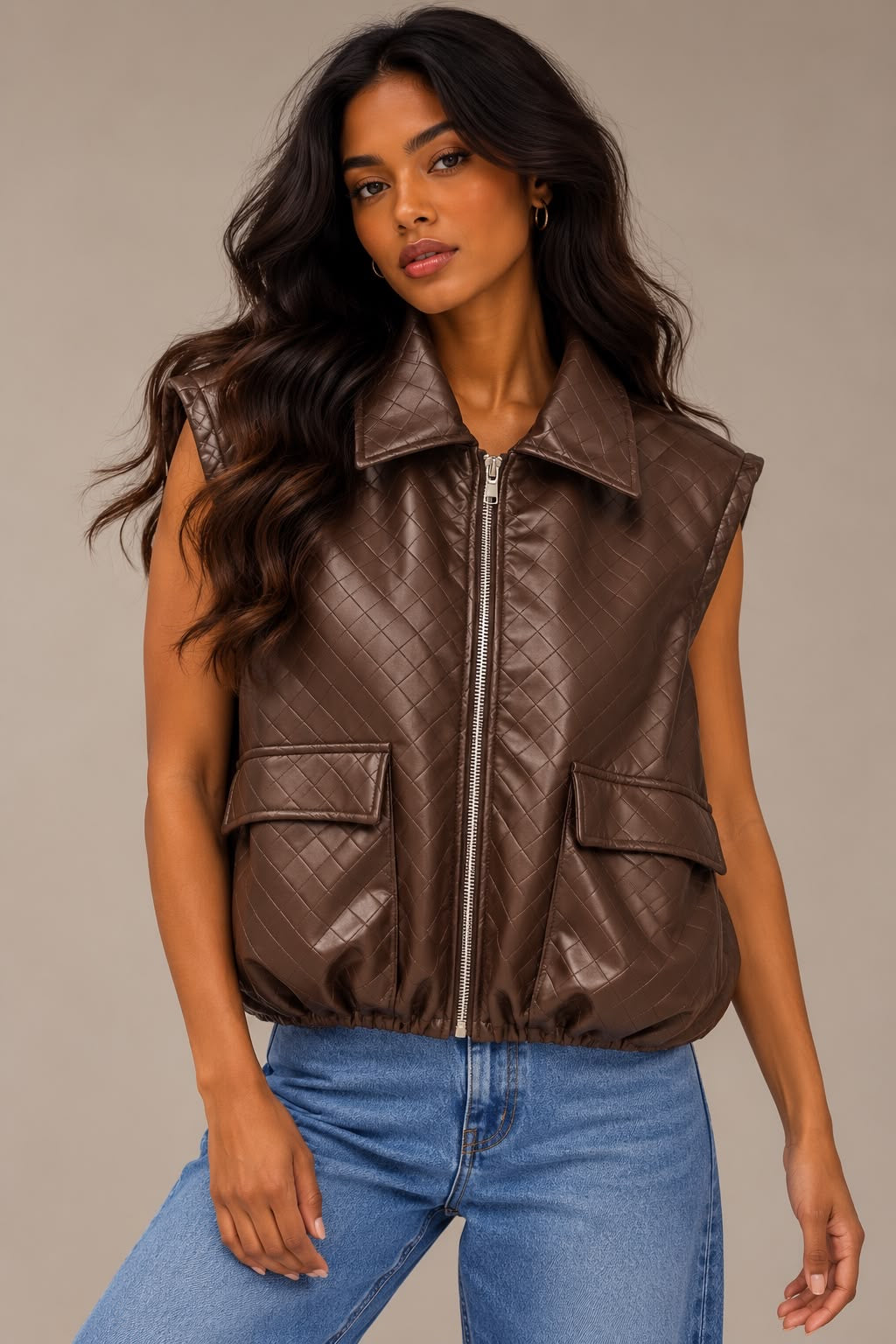 Sienna quilted vest brown