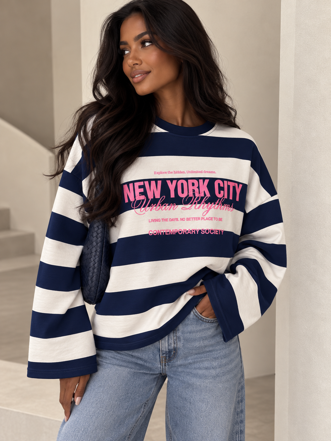 New York sweater blue