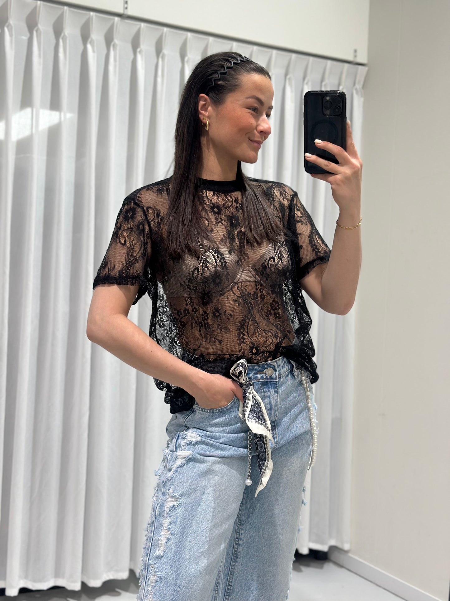Lace top black