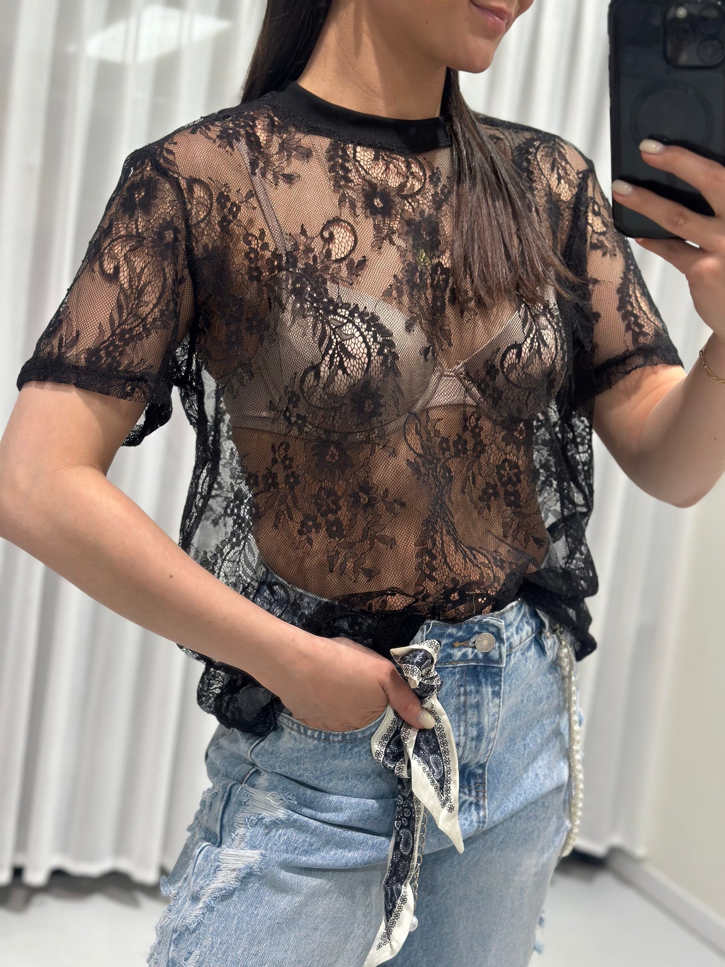 Lace top black