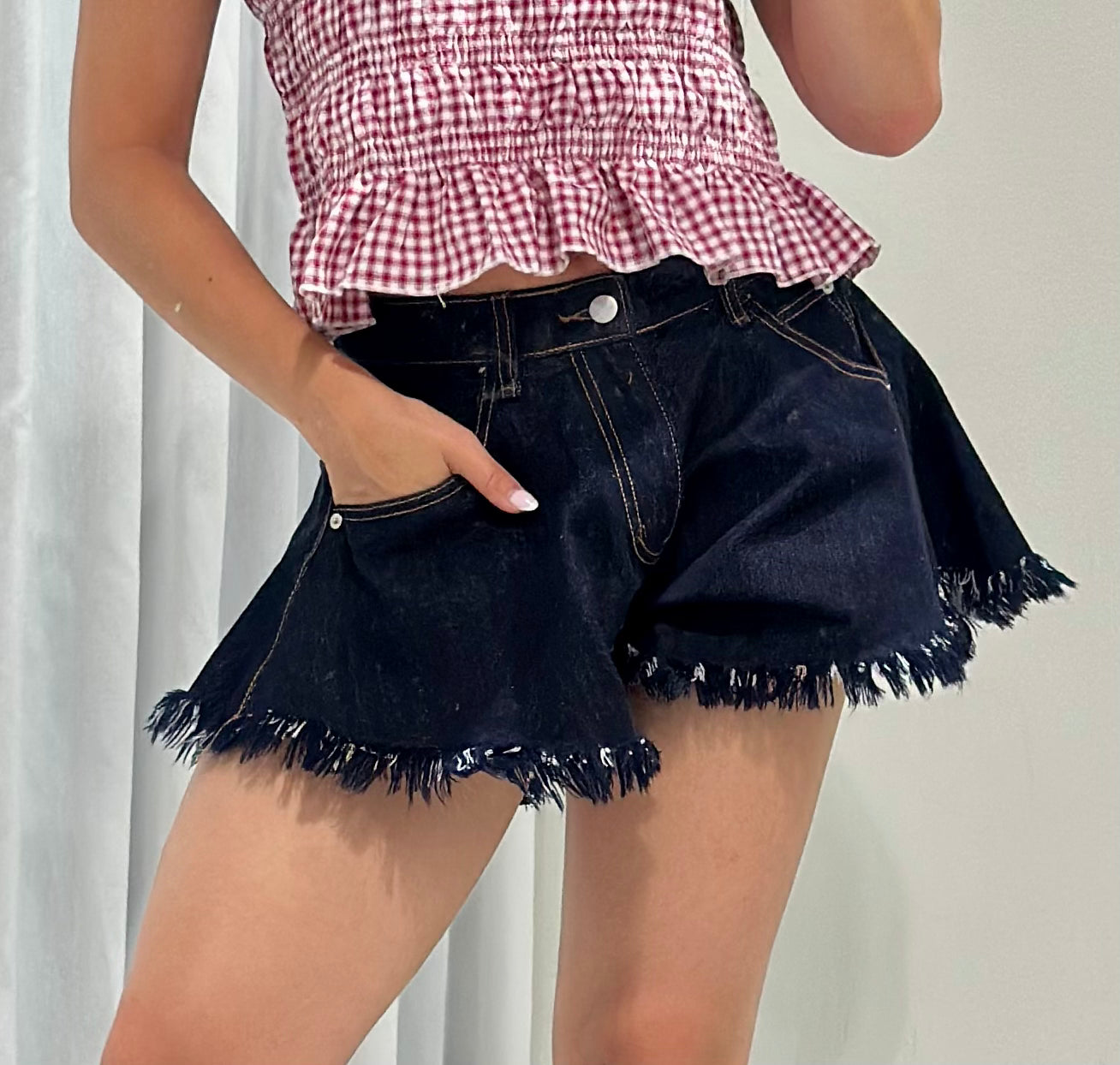 Poppy short dark denim