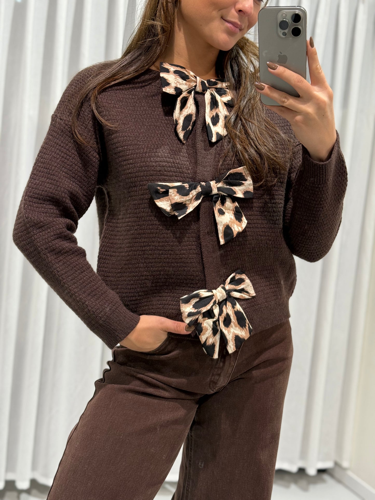 Lilly bow vest brown