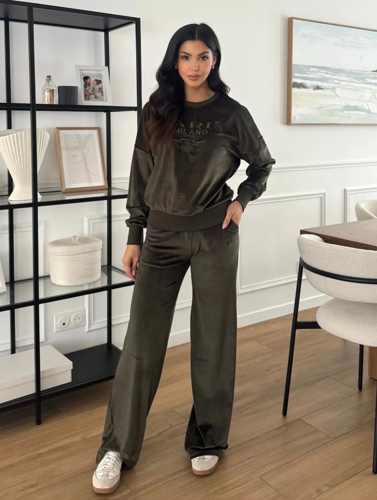 Velvet joggingset khaki