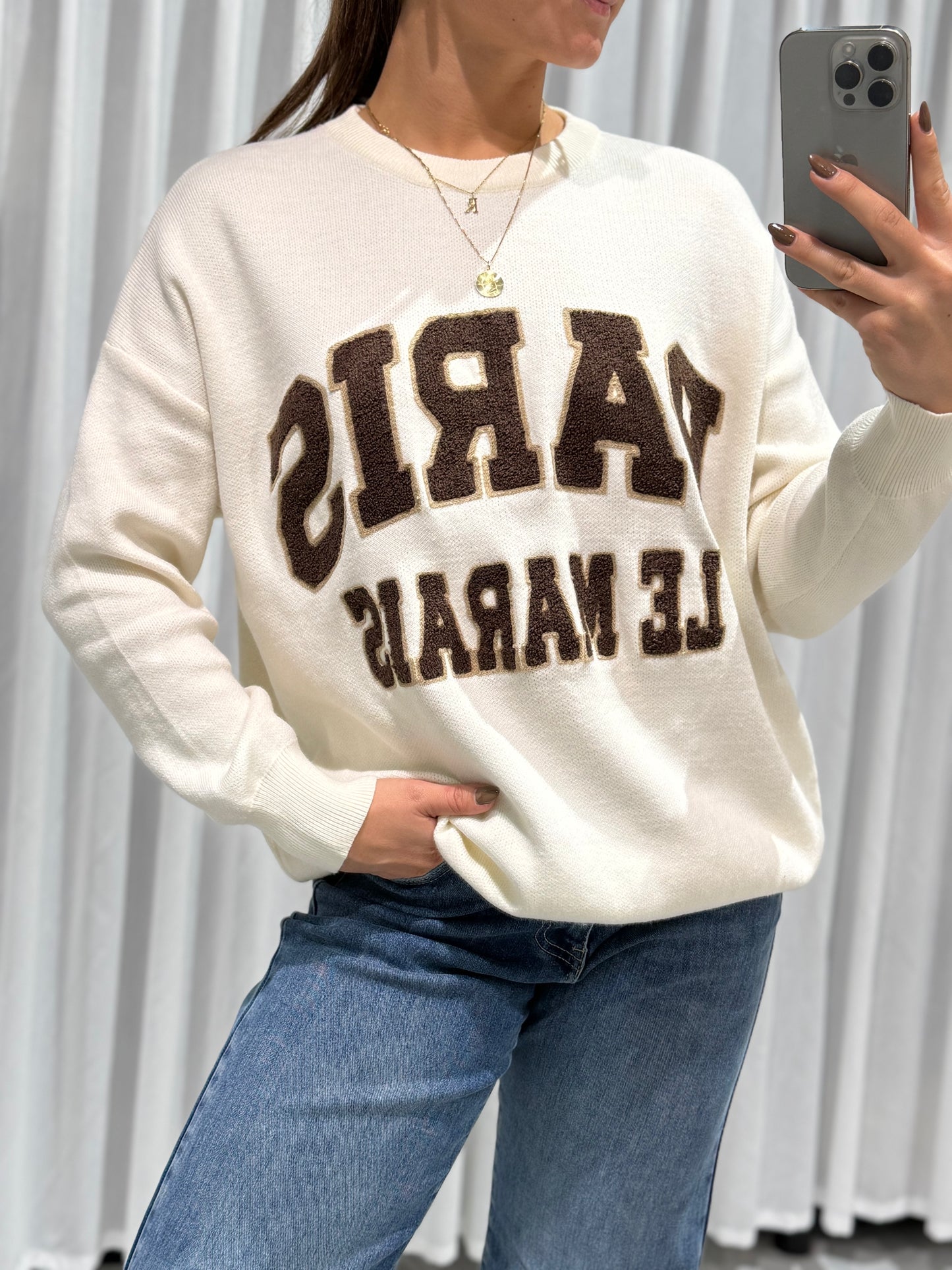Paris sweater white