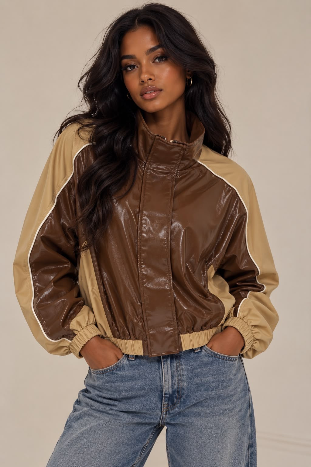 Luca track jacket brown