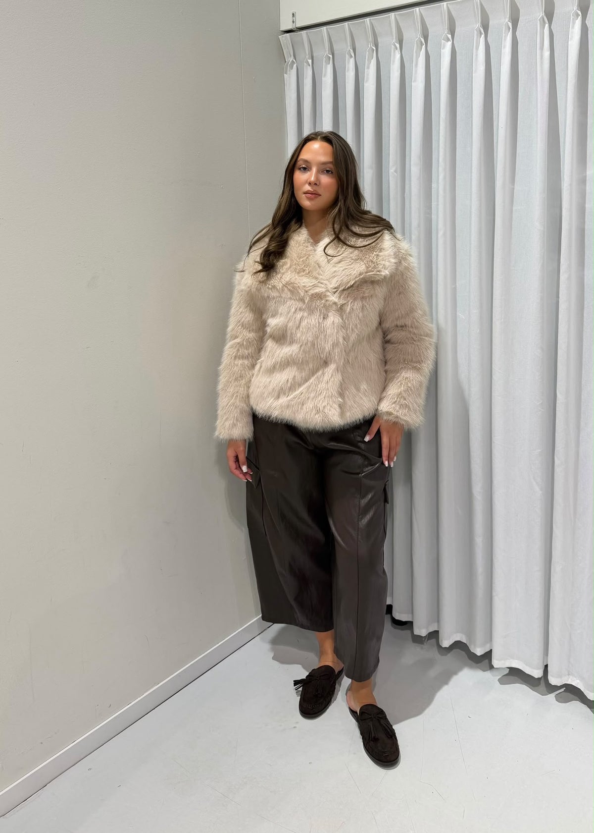 Kiera fur jacket beige